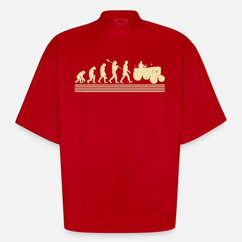 Landwirt-evolution - Heavyweight Oversized Organic Boxy T-Shirt Made in EU - Rot