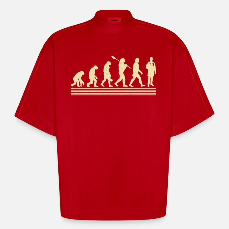Evolution Des Arztes - Heavyweight Oversized Organic Boxy T-Shirt Made in EU - Rot