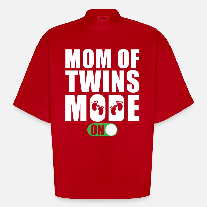 Mère de jumeaux Modus On - T-shirt bio épais oversize Boxy fabriqué en UE - rouge