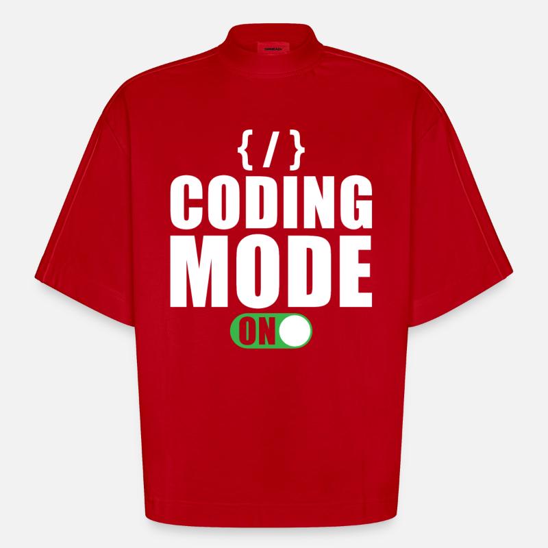 Cadeau de programmeur développeur codeur - T-shirt bio épais oversize Boxy fabriqué en UE - rouge