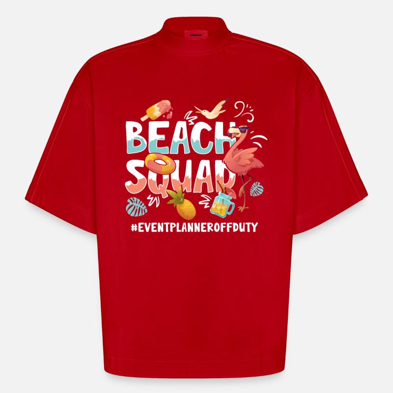 Eventplanner Vacation Beach Group - Heavyweight Oversized Organic Boxy T-Shirt Made in EU - red