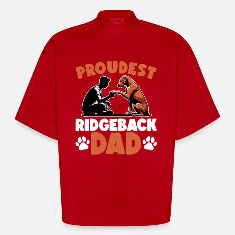 Rhodesian Ridgeback Dad Rhodesian Ridgeback - Heavyweight Oversized Organic Boxy T-Shirt Made in EU - red