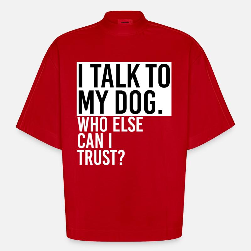 Discours avec un chien - T-shirt bio épais oversize Boxy fabriqué en UE - rouge