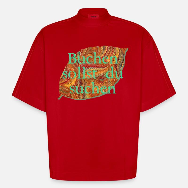 buche e 22 - Heavyweight Oversized Organic Boxy T-Shirt Made in EU - Rot