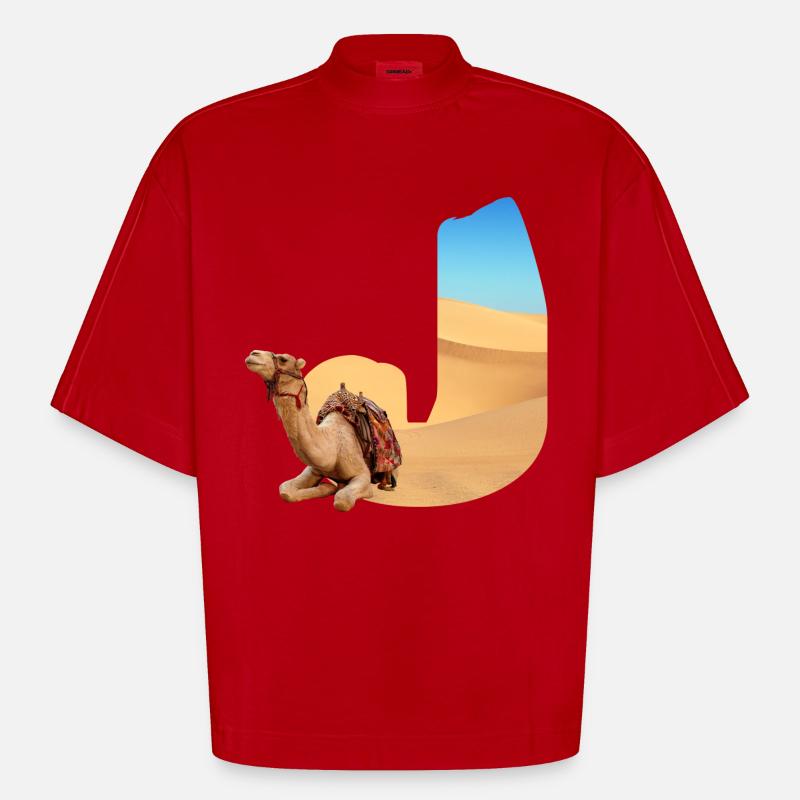 wüste mit kamel j - Heavyweight Oversized Organic Boxy T-Shirt Made in EU - Rot