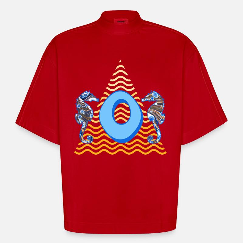 seepferdchen e 262 o - Heavyweight Oversized Organic Boxy T-Shirt Made in EU - Rot