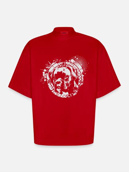 Boxer dog - Heavyweight Oversized Organic Boxy T-Shirt Made in EU - red