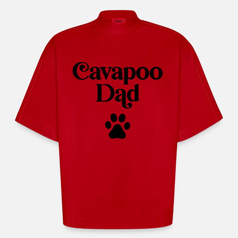Cavapoo Dad - Heavyweight Oversized Organic Boxy T-Shirt Made in EU - red