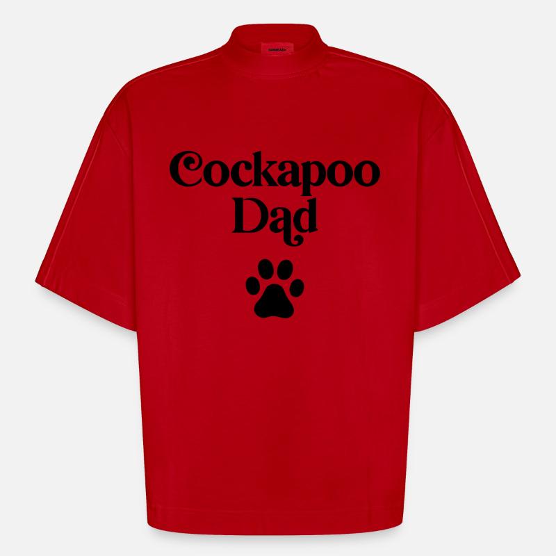 Cockapoo Dad - Heavyweight Oversized Organic Boxy T-Shirt Made in EU - red