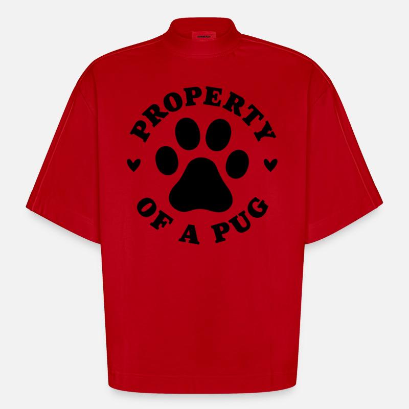 Eigentum eines Mops - Heavyweight Oversized Organic Boxy T-Shirt Made in EU - Rot