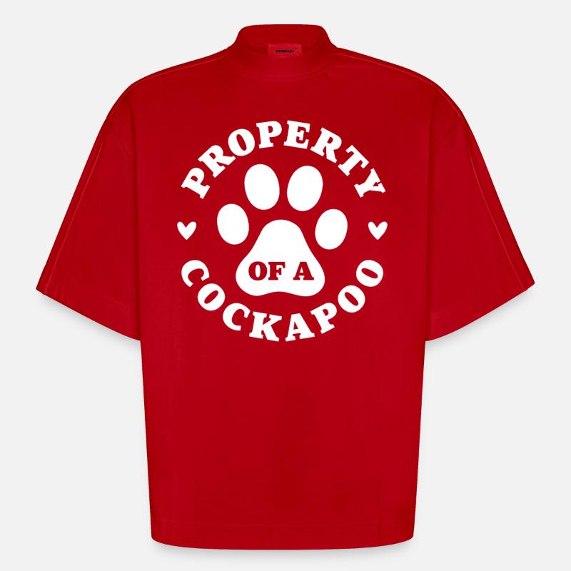 Propriété d’un Cockapoo - T-shirt bio épais oversize Boxy fabriqué en UE - rouge