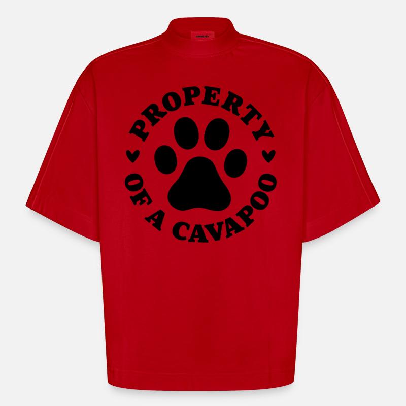 Propriété d’un Cavapoo - T-shirt bio épais oversize Boxy fabriqué en UE - rouge