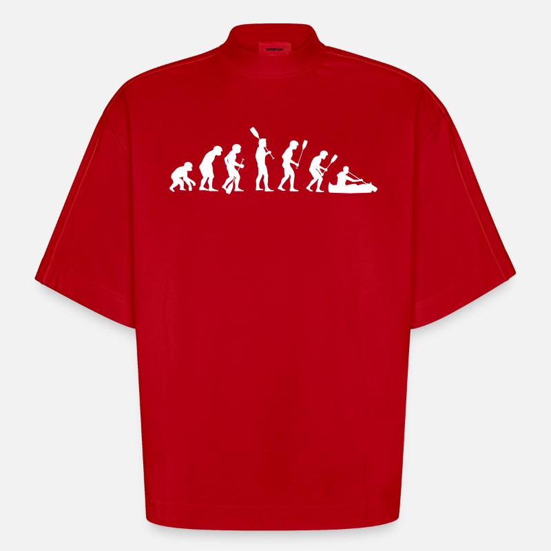 Human evolution kayak - Heavyweight Oversized Organic Boxy T-Shirt Made in EU - red