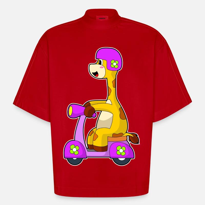 Scooter Girafe - T-shirt bio épais oversize Boxy fabriqué en UE - rouge