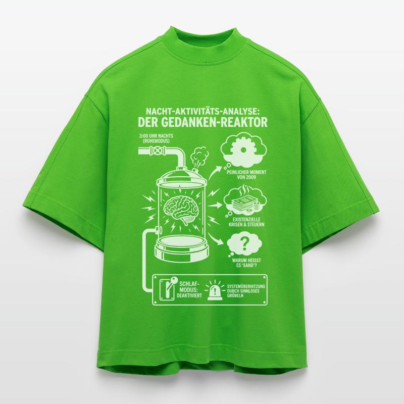 Graphique d’analyse de nuit drôle du réacteur de pensée T-shirt bio épais oversize Boxy fabriqué en UE