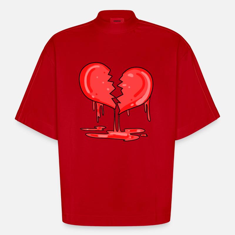 Gebrochenes Herz - Heavyweight Oversized Organic Boxy T-Shirt Made in EU - Rot
