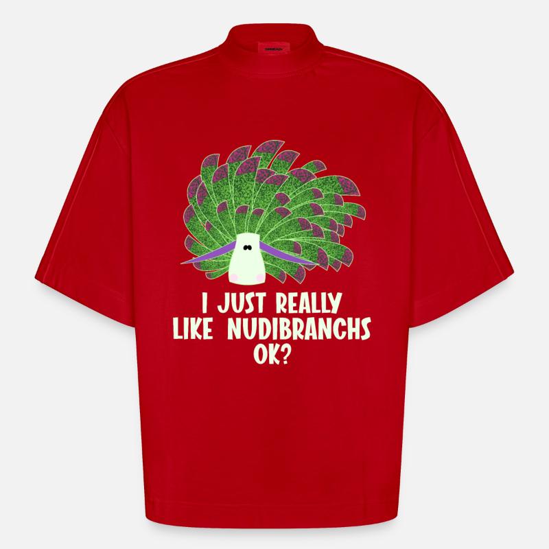 Nudibranches nudibranches - T-shirt bio épais oversize Boxy fabriqué en UE - rouge