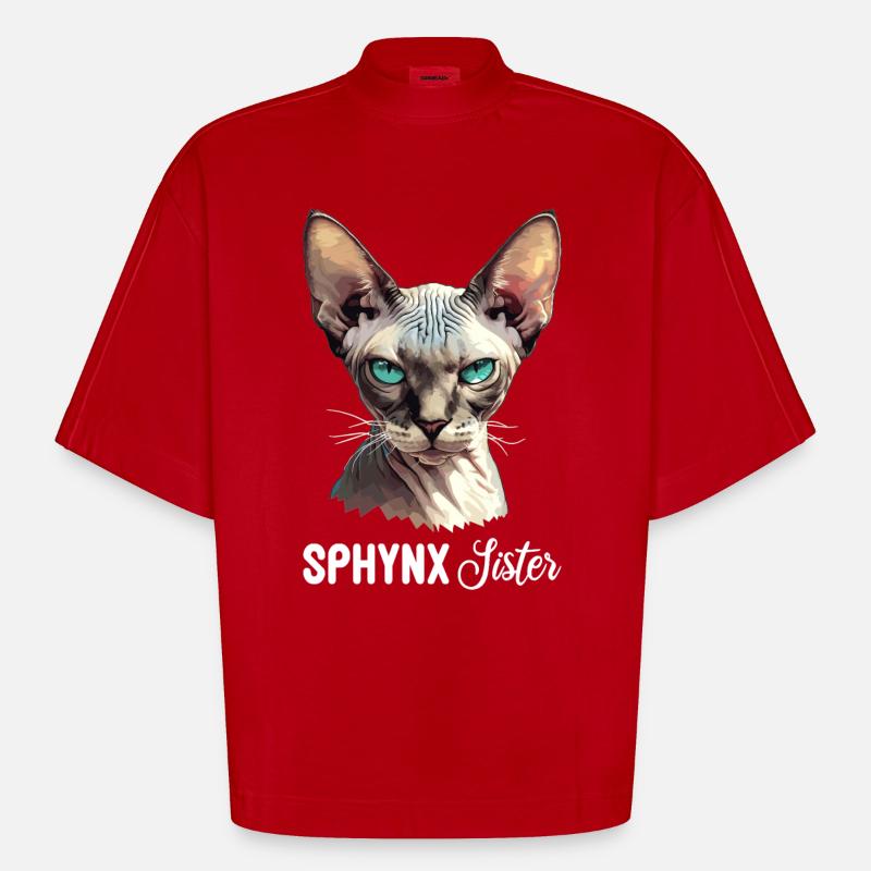 Sphynx Kitten Sphynx Cat - Heavyweight Oversized Organic Boxy T-Shirt Made in EU - red