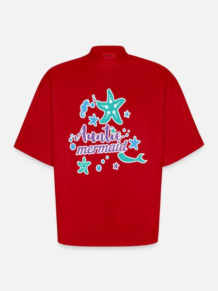 Auntie Mermaid - Heavyweight Oversized Organic Boxy T-Shirt Made in EU - red