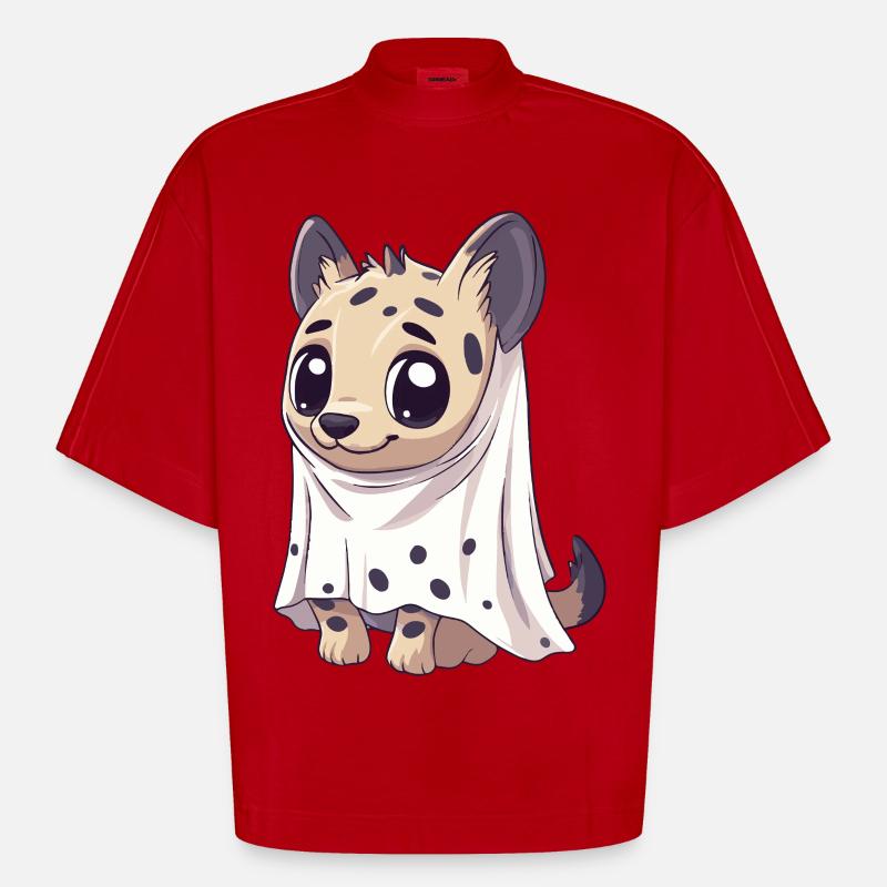 Hyäne Halloween Comic Geist - Heavyweight Oversized Organic Boxy T-Shirt Made in EU - Rot