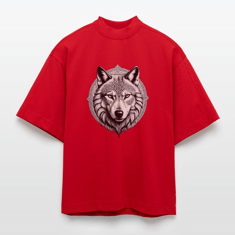 Wolf mit keltischem Knoten 01 Heavyweight Oversized Organic Boxy T-Shirt Made in EU