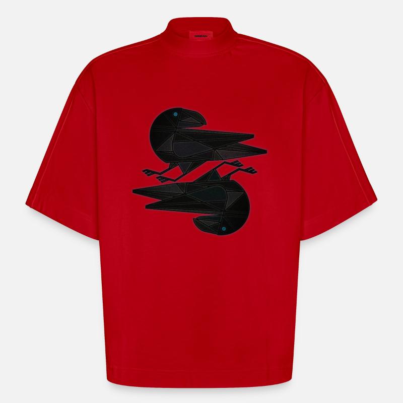 Hugin Munin - T-shirt bio épais oversize Boxy fabriqué en UE - rouge
