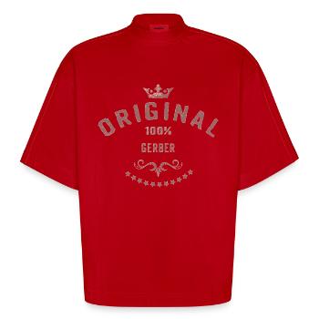 Original 100 Prozent Gerber - RAHMENLOS red - Heavyweight Oversized Organic Boxy T-Shirt Made in EU - Rot - Vorne