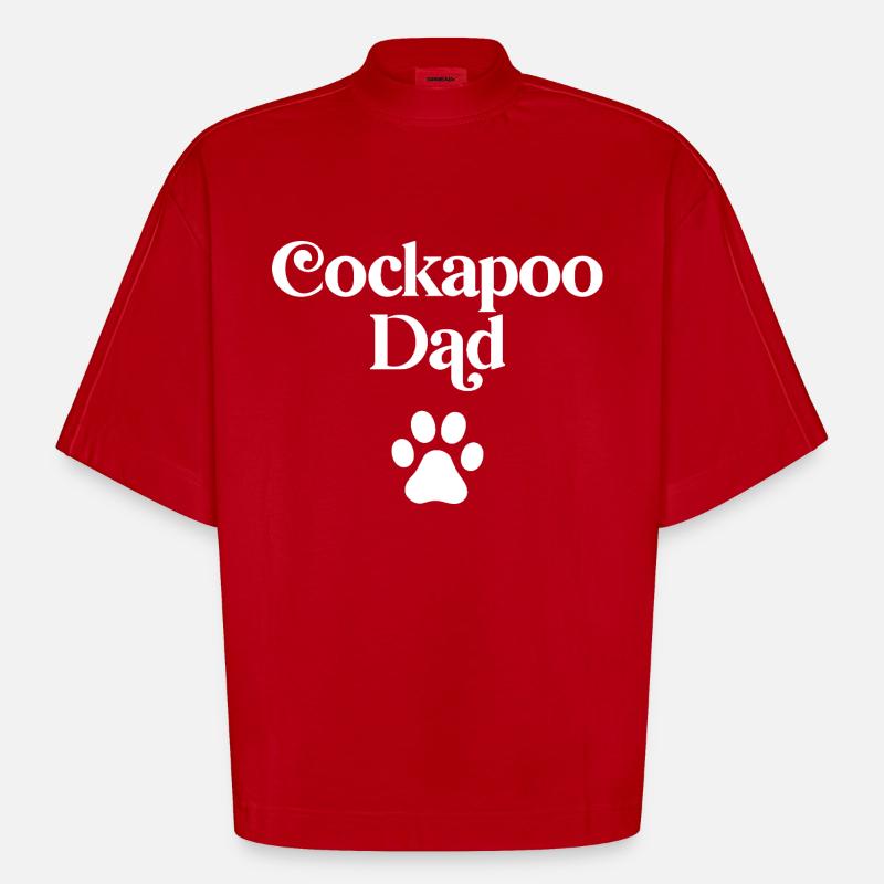 Cockapoo Dad - Heavyweight Oversized Organic Boxy T-Shirt Made in EU - red