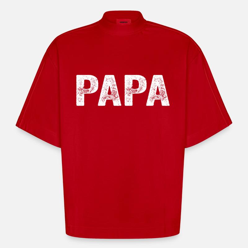Dad Dad Dad Gift - Heavyweight Oversized Organic Boxy T-Shirt Made in EU - red