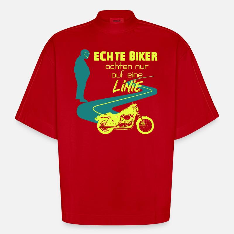 Echte Biker - Motorrad - Heavyweight Oversized Organic Boxy T-Shirt Made in EU - Rot
