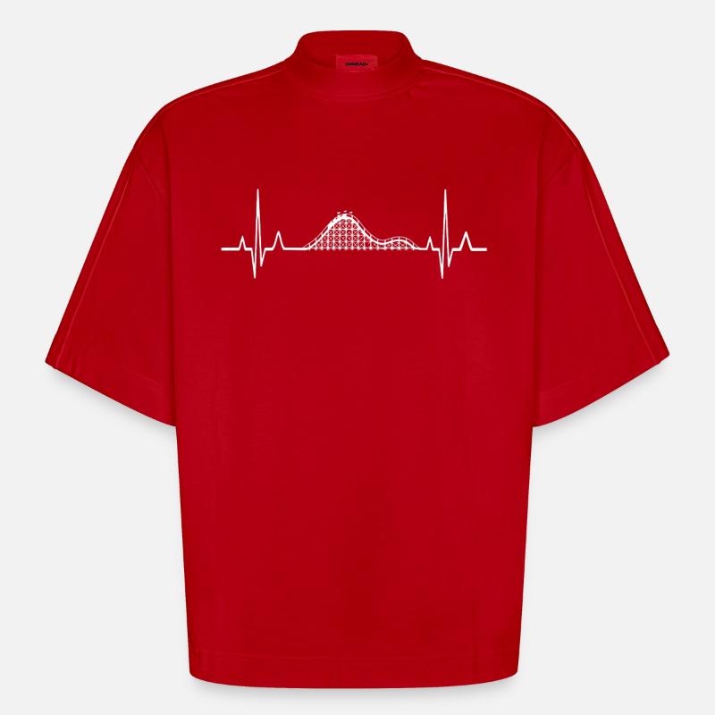 Achterbahn / Herzschlag - Geschenkidee - Heavyweight Oversized Organic Boxy T-Shirt Made in EU - Rot