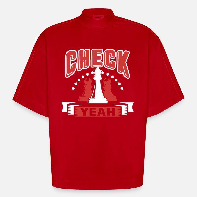Chess Chess Check Yeah - Heavyweight Oversized Organic Boxy T-Shirt Made in EU - red