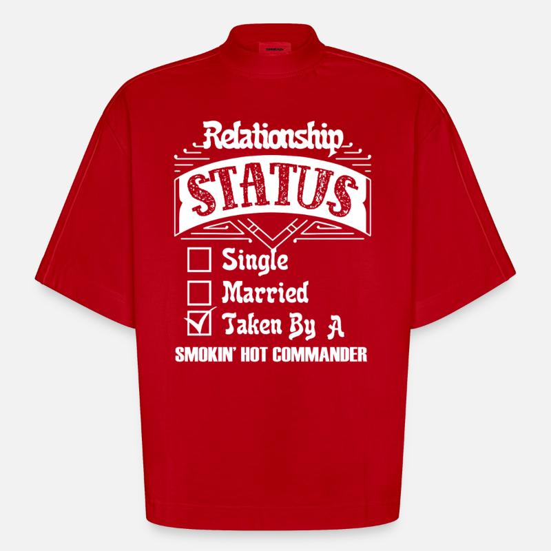Commander Commander Relationship Status - Heavyweight Oversized Organic Boxy T-Shirt Made in EU - red