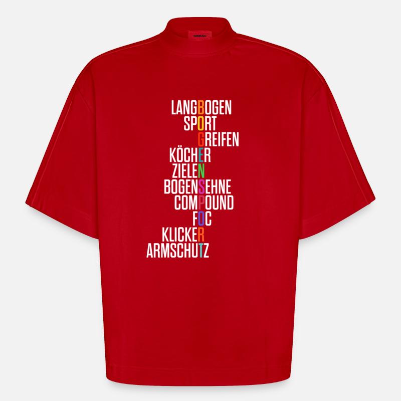 Bogenschießen Feldbogenschießen Langbogen Bogen - Heavyweight Oversized Organic Boxy T-Shirt Made in EU - Rot