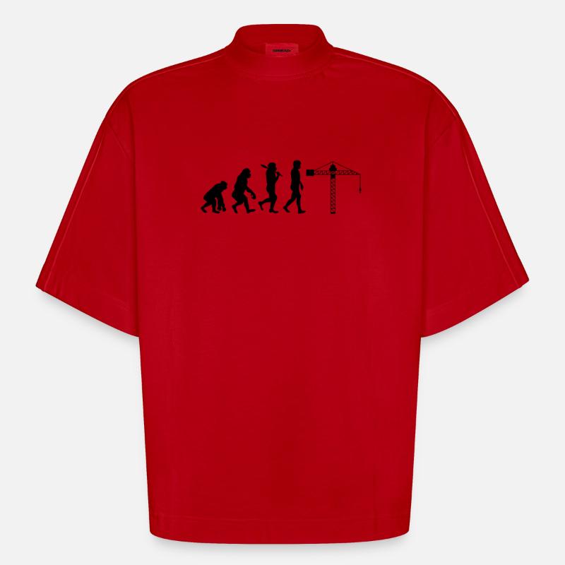 Crane operator Evolution black - Heavyweight Oversized Organic Boxy T-Shirt Made in EU - red