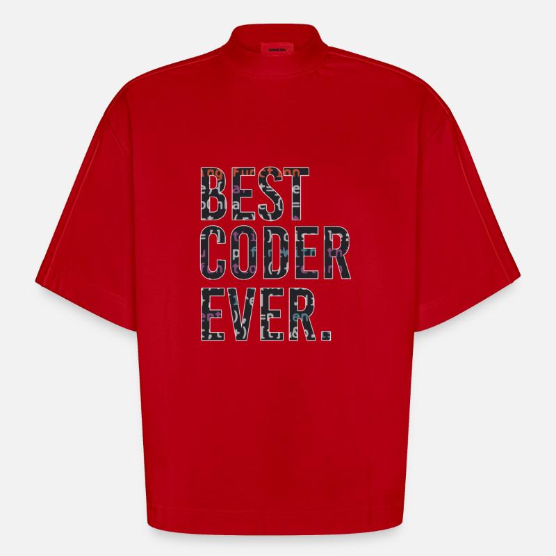 Best programmer code coder - Heavyweight Oversized Organic Boxy T-Shirt Made in EU - red