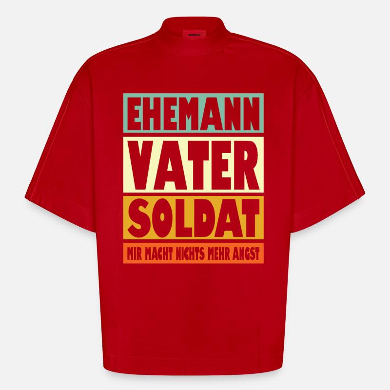 Soldat Vater Ehemann Held - Heavyweight Oversized Organic Boxy T-Shirt Made in EU - Rot