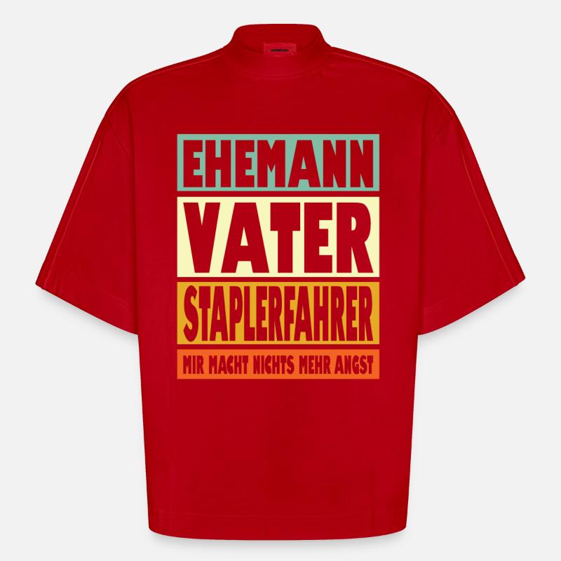 Staplerfahrer Vater Ehemann Held - Heavyweight Oversized Organic Boxy T-Shirt Made in EU - Rot