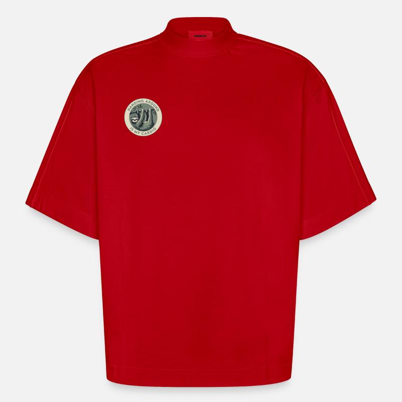 Traîner, c’est mon cardio - T-shirt bio épais oversize Boxy fabriqué en UE - rouge