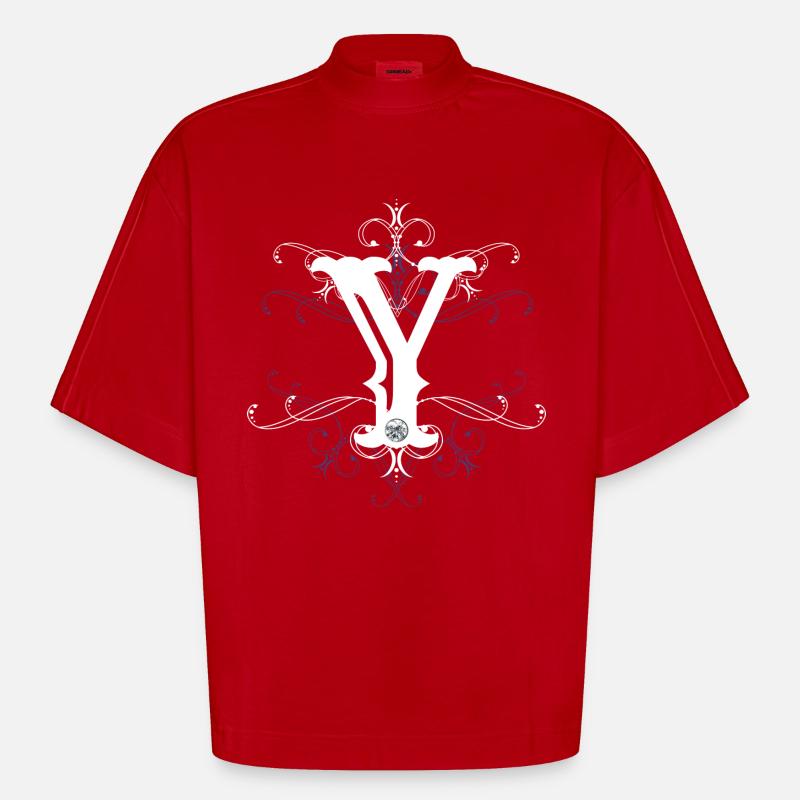 Buchstabe Y Ypsilon Buchstabe-Y - Heavyweight Oversized Organic Boxy T-Shirt Made in EU - Rot