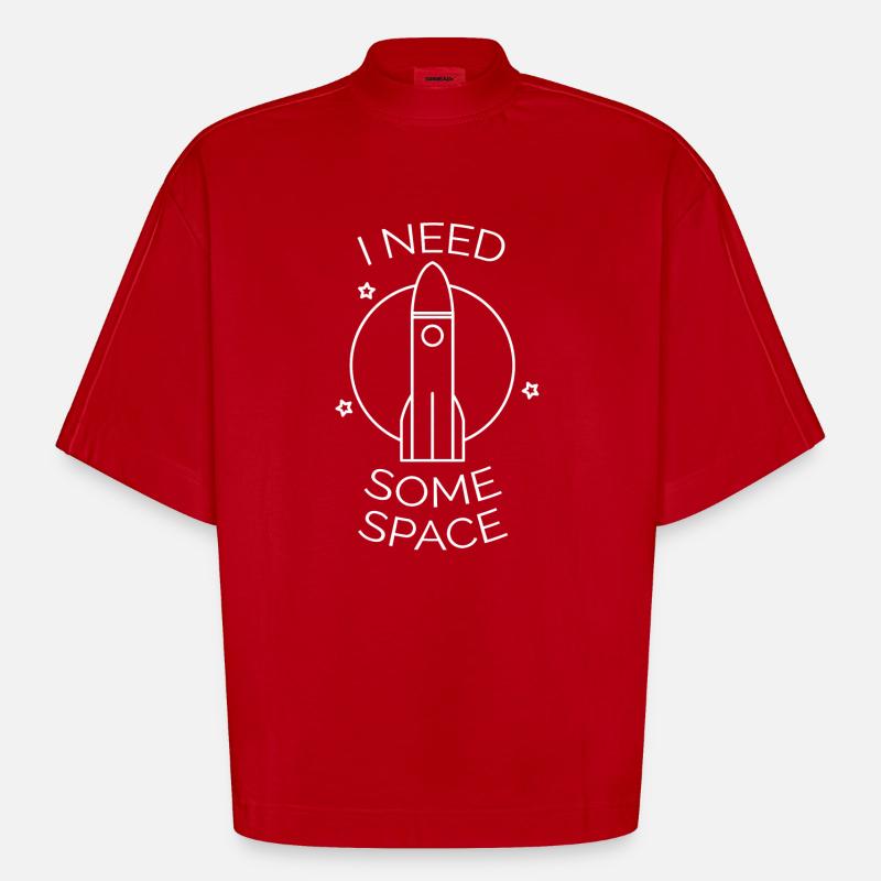 Fusée spatiale cadeau astronaute spatial - T-shirt bio épais oversize Boxy fabriqué en UE - rouge