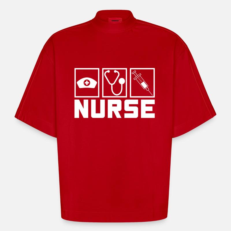 Infirmière Infirmière Dire Déclaration Profession - T-shirt bio épais oversize Boxy fabriqué en UE - rouge