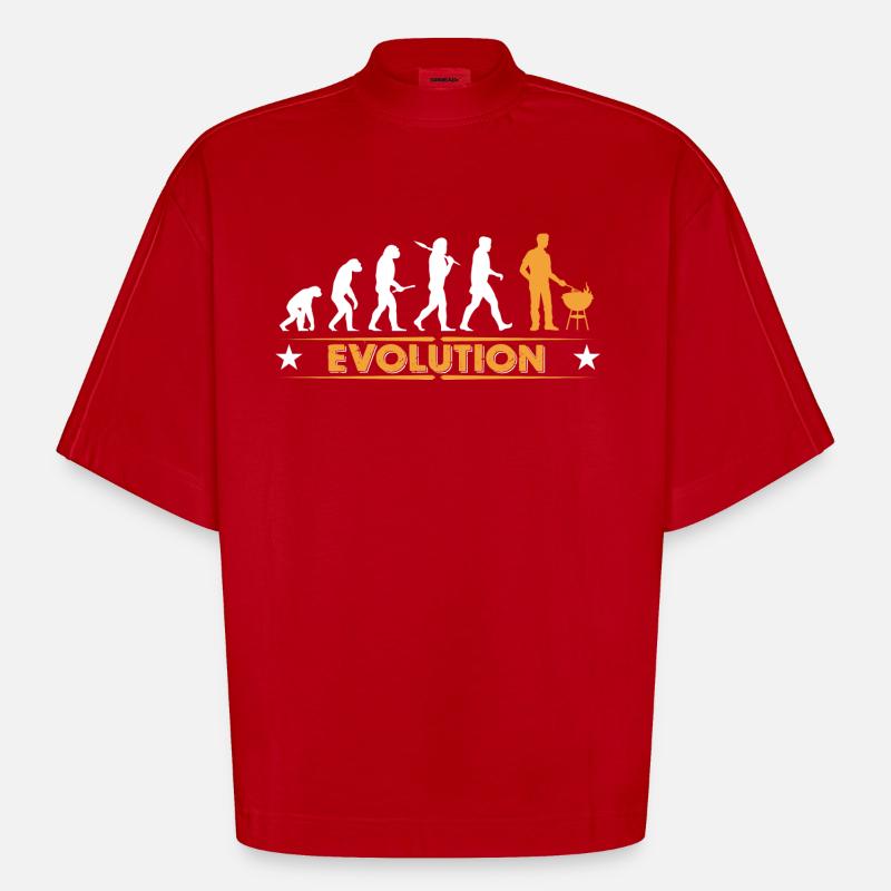 Barbecue - Grillmeister - Evolution - T-shirt bio épais oversize Boxy fabriqué en UE - rouge