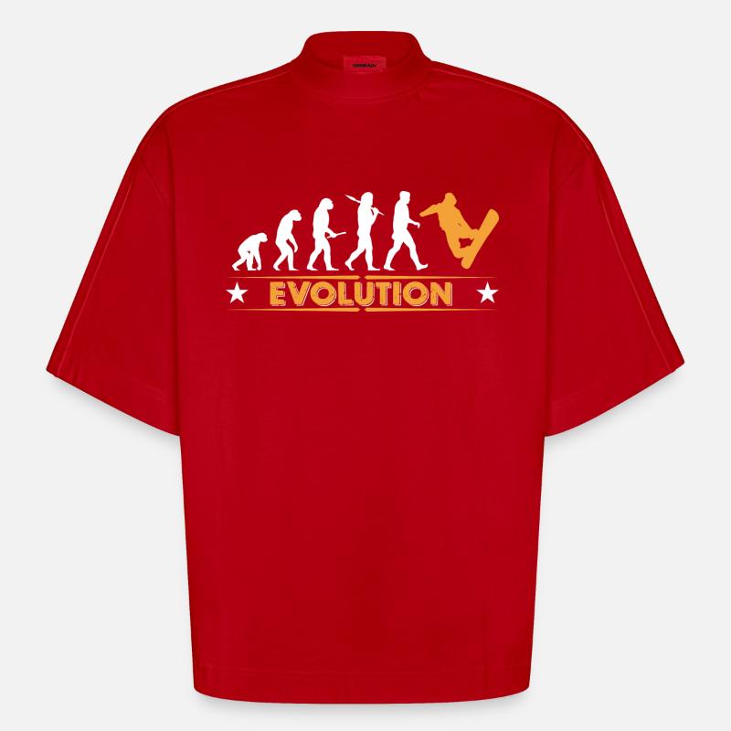 Snowboard Evolution - orange/weiss - Heavyweight Oversized Organic Boxy T-Shirt Made in EU - Rot