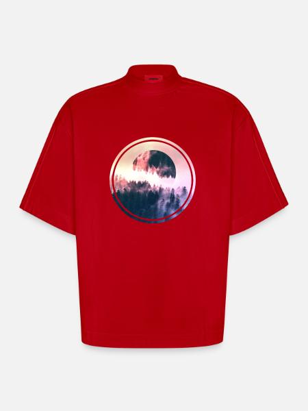 Full Moon - Heavyweight Oversized Organic Boxy T-Shirt Made in EU - Rot
