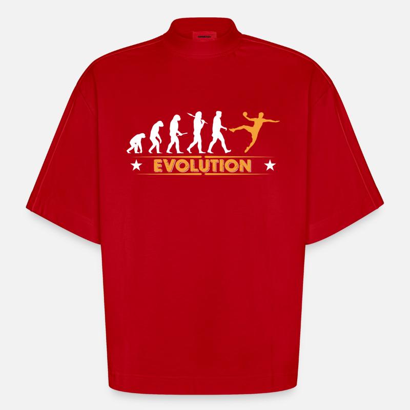 Handball Evolution - orange/weiss - T-shirt bio épais oversize Boxy fabriqué en UE - rouge