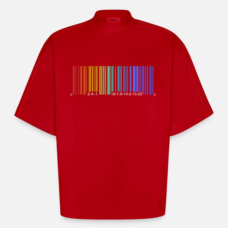 Be a Rainbow, Barcode - Heavyweight Oversized Organic Boxy T-Shirt Made in EU - Rot