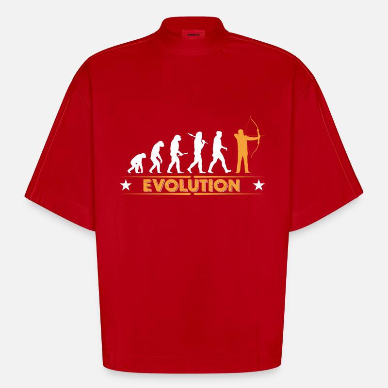 Archery evolution - orange/white - Heavyweight Oversized Organic Boxy T-Shirt Made in EU - red