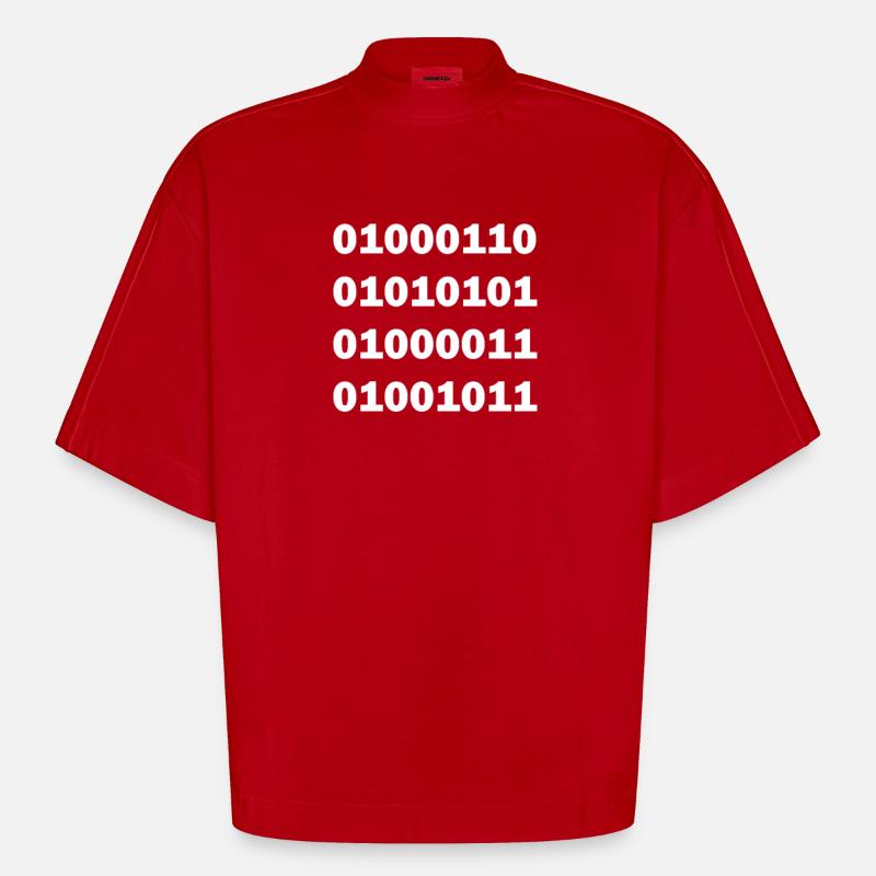 Binary code fuck - Heavyweight Oversized Organic Boxy T-Shirt Made in EU - red