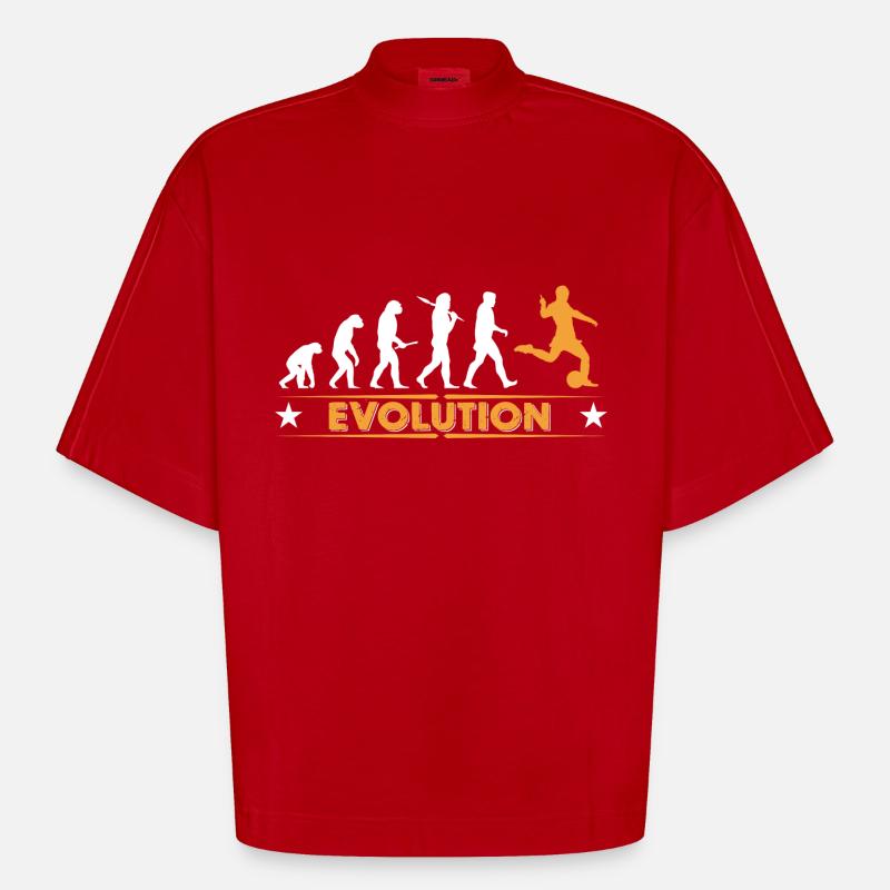 Fussball Evolution - orange/weiss - Heavyweight Oversized Organic Boxy T-Shirt Made in EU - Rot